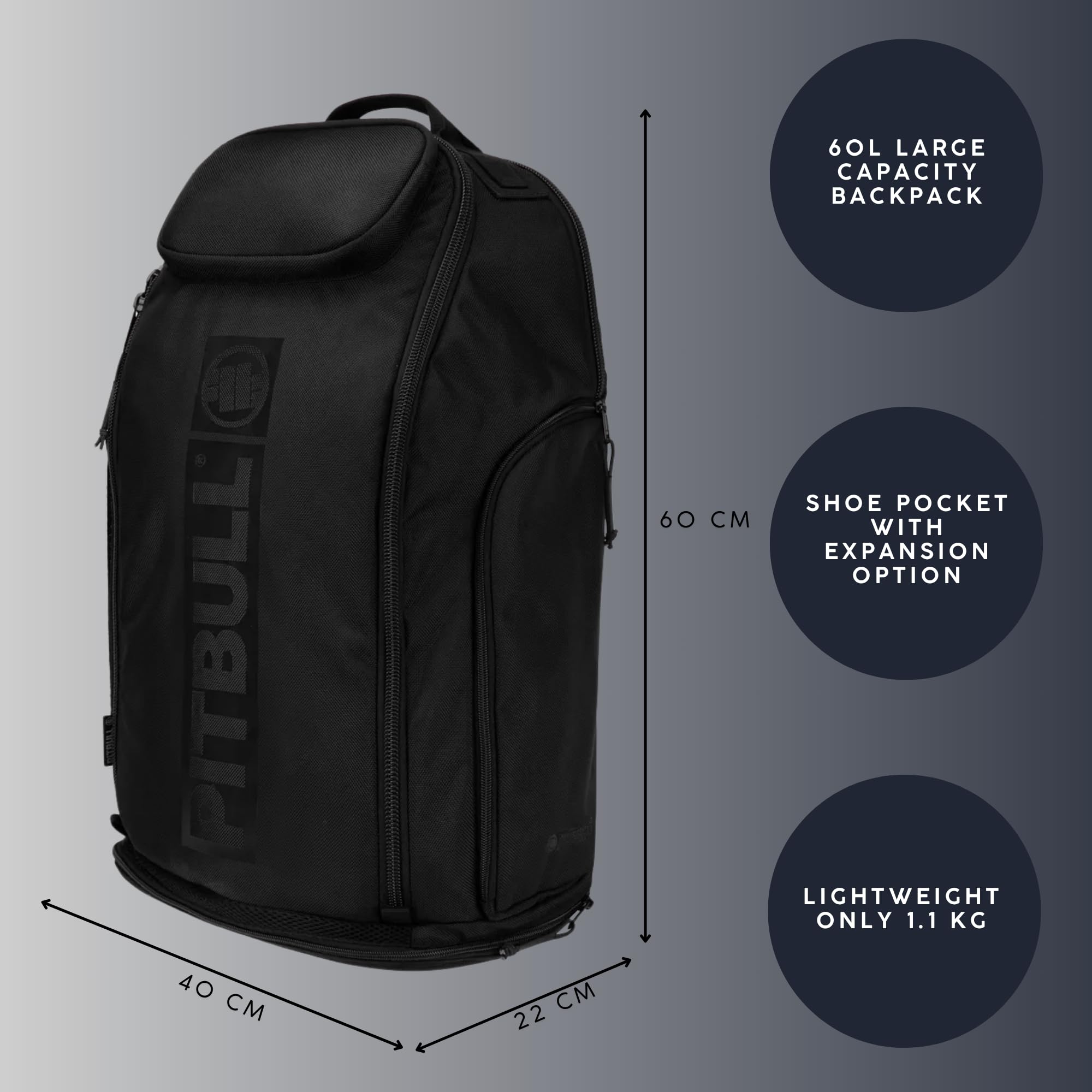 Pitbull Airway Hilltop XL zaino uomo total nero nylon spesso