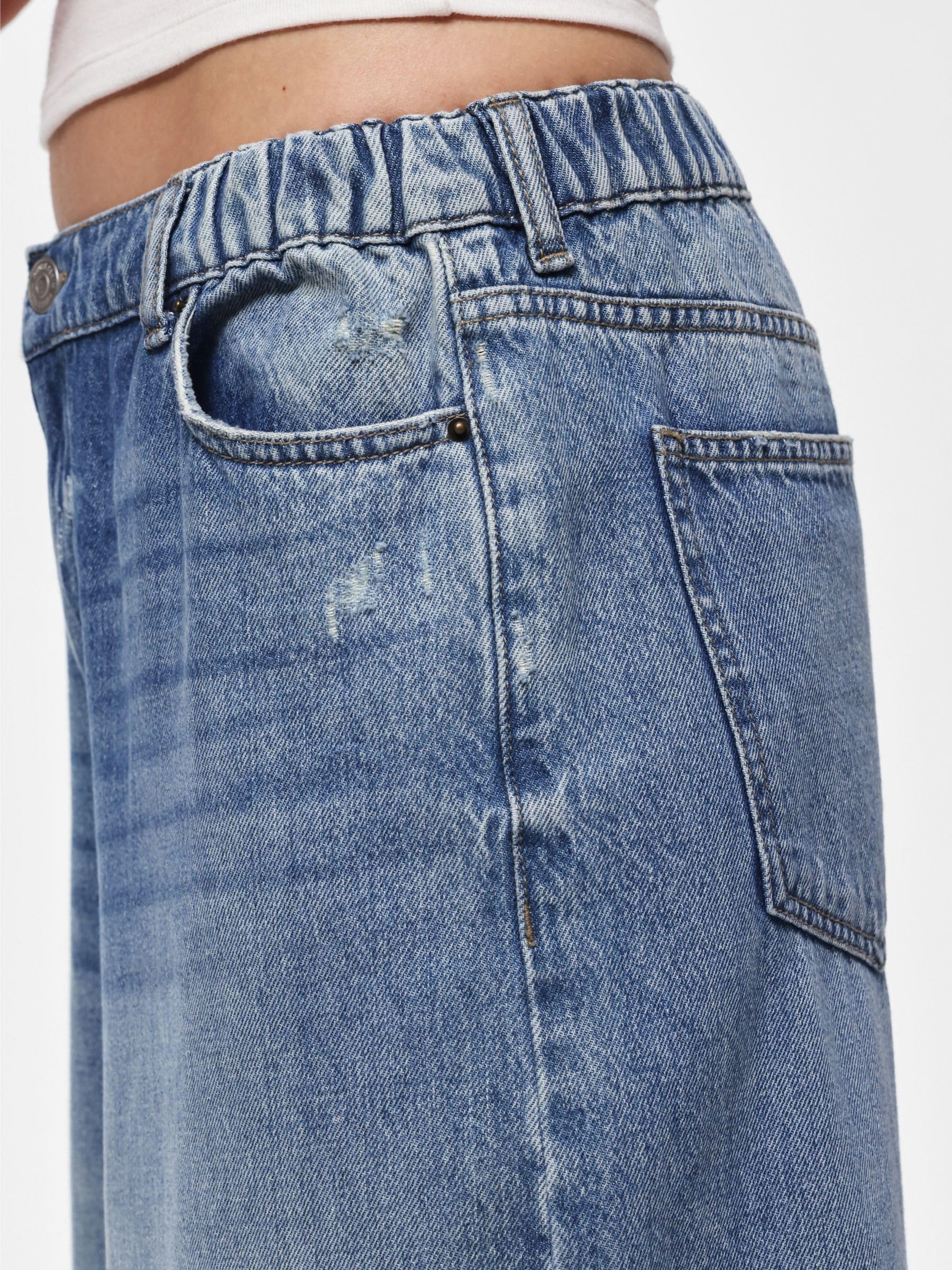 Pieces Pcsky MW Jeans larghi blu medio vita media