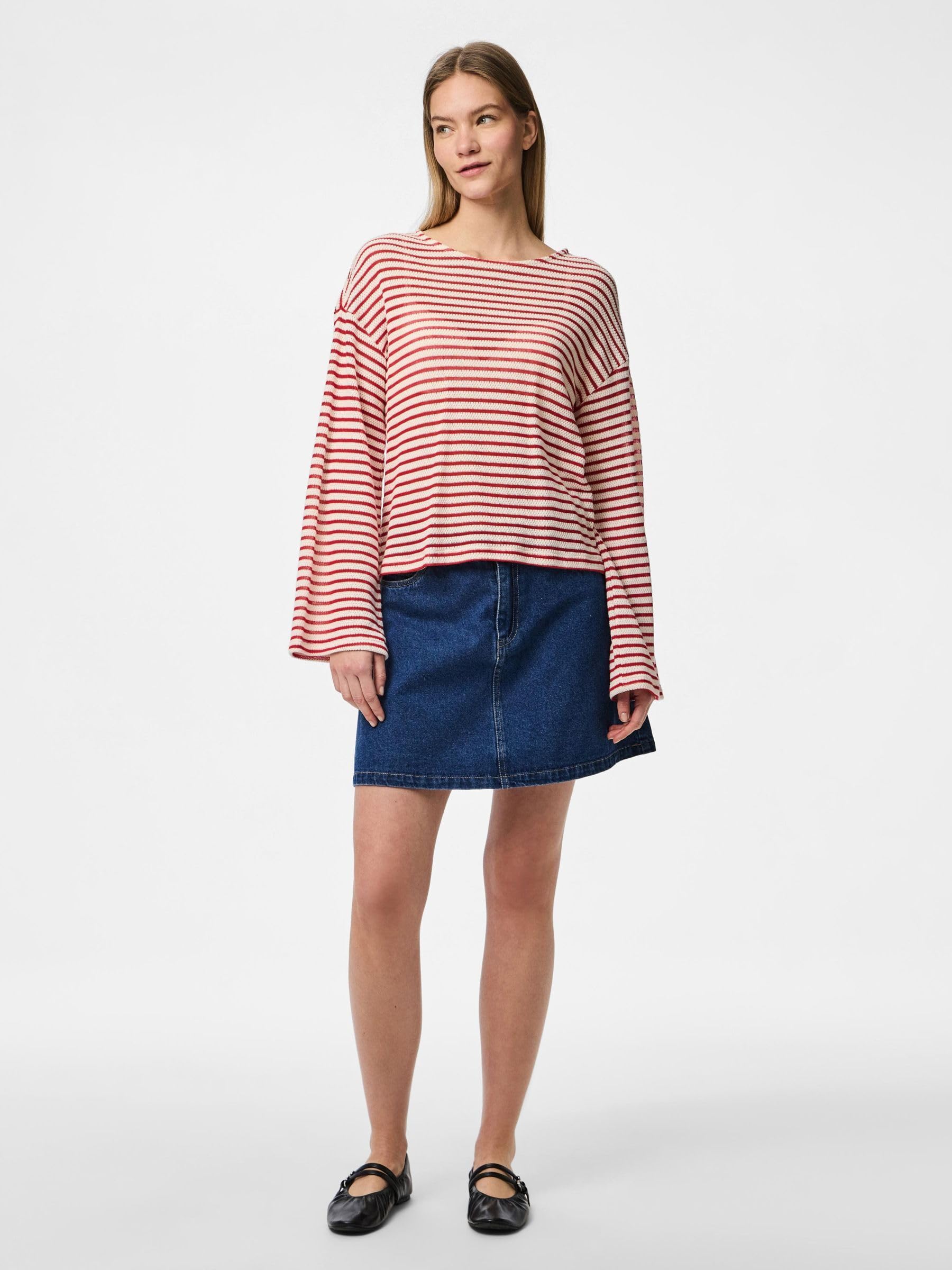 Pieces Pcmanilla LS O-Neck maglia donna manica lunga quotidiana