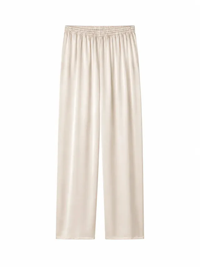 el.residu Risha Satin pantaloni seta off-white M
