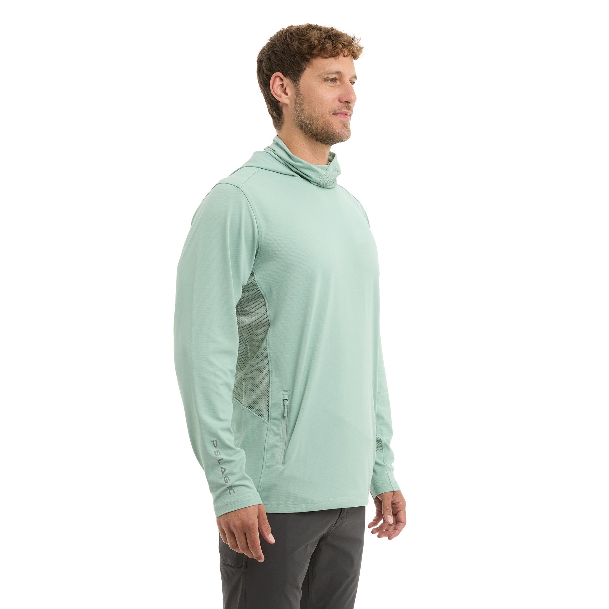 PELAGIC Exo-Tech felpa con cappuccio salvia UPF 50+