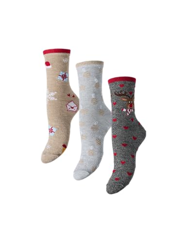Pieces Pcjingle Xmas Glitter Socks calzini donna 3 paia glitter