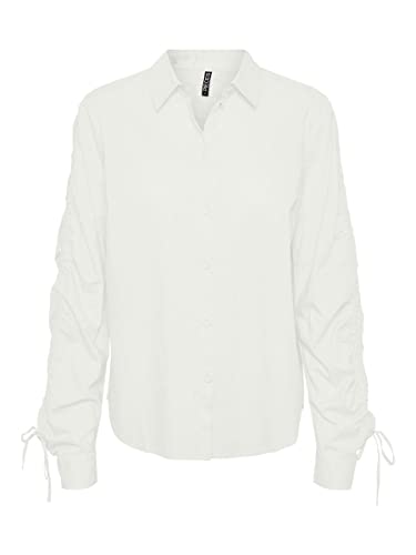 Pieces Pcbrenna LS Detail Shirt camicia donna bianca manica lunga