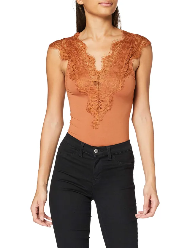 Pieces Pcilu SL Top Noos top pizzo Mocha Bisque