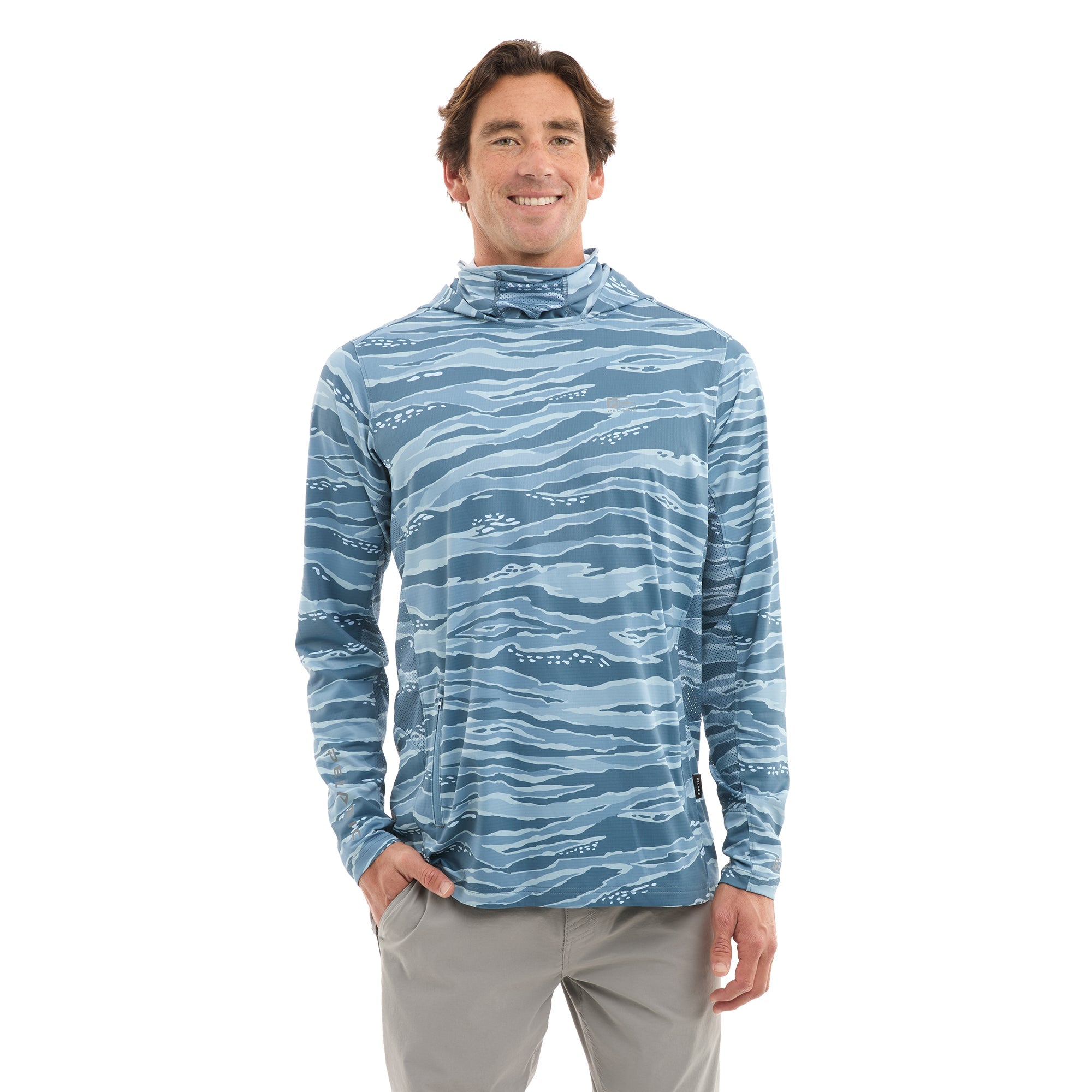 PELAGIC Exo-Tech felpa con cappuccio petrolio UPF 50+