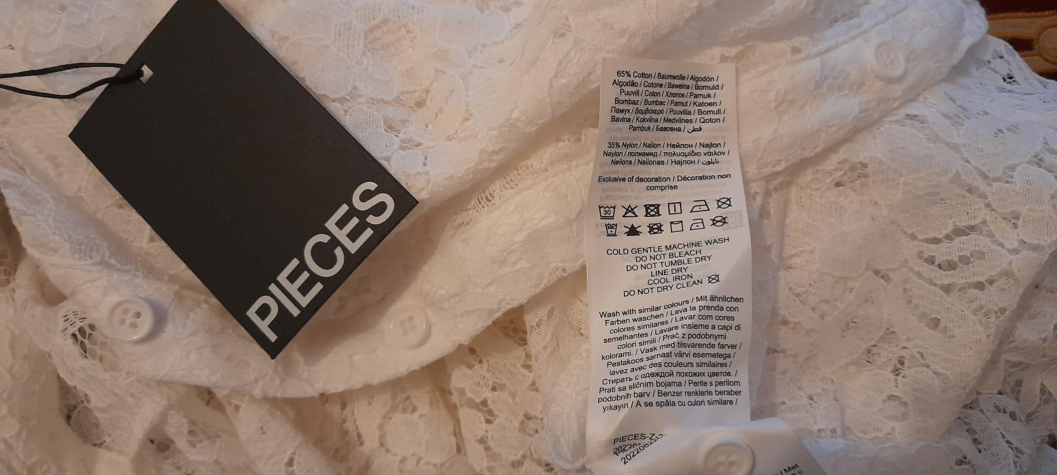 Pieces Pcbella camicia donna pizzo taglia XS manica lunga