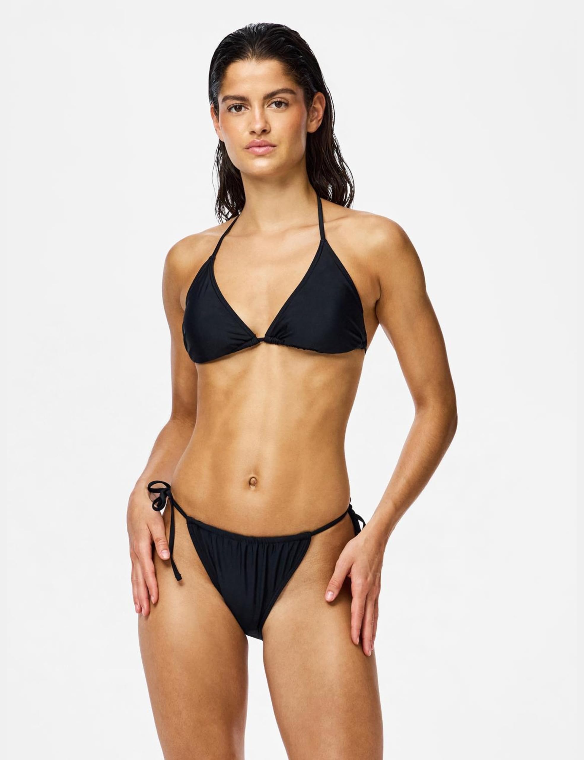 Pieces Pcbaomi Triangle Bra top bikini nero a triangolo