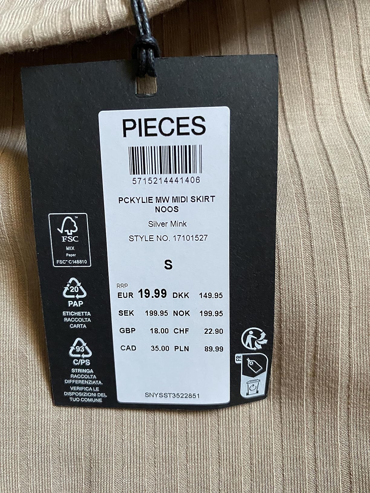 PIECES Pckylie gonna midi Deep Lichen Green elastica
