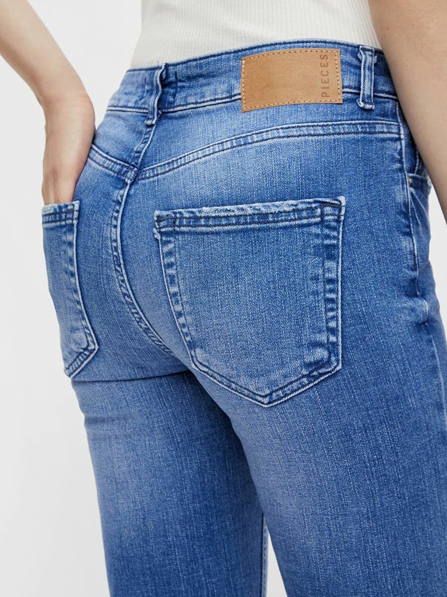 Pieces jeans skinny donna S vita media cotone