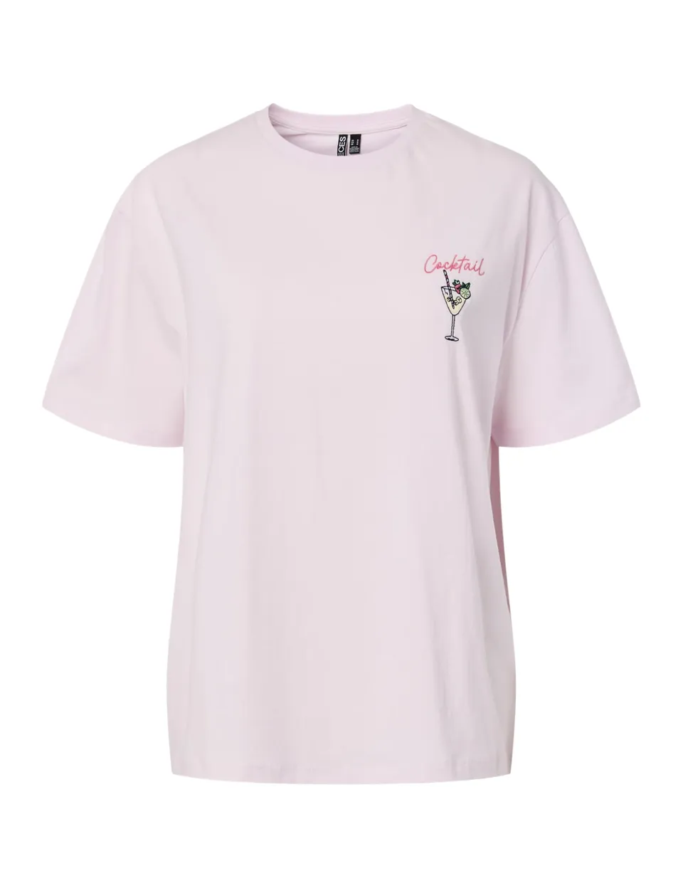 PIECES Pceloise SS Emb Tee FC BC t-shirt rosa ricamata