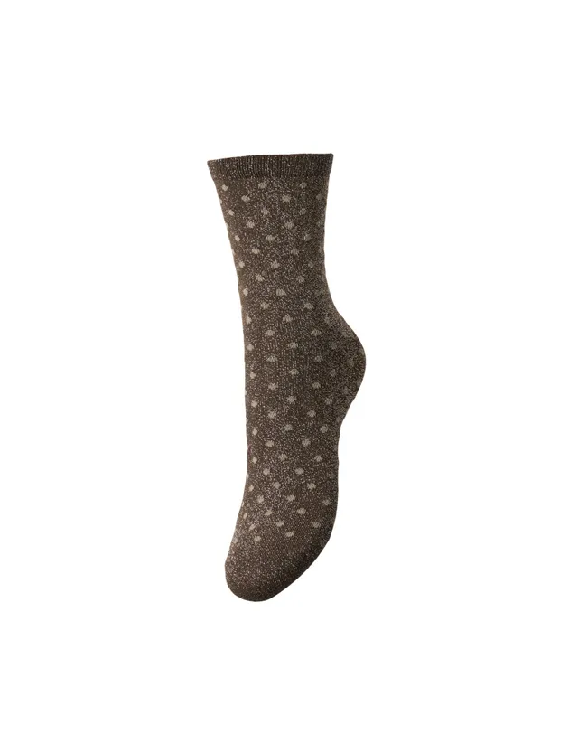 PIECES calzini donna pois taglia unica grigio tortora