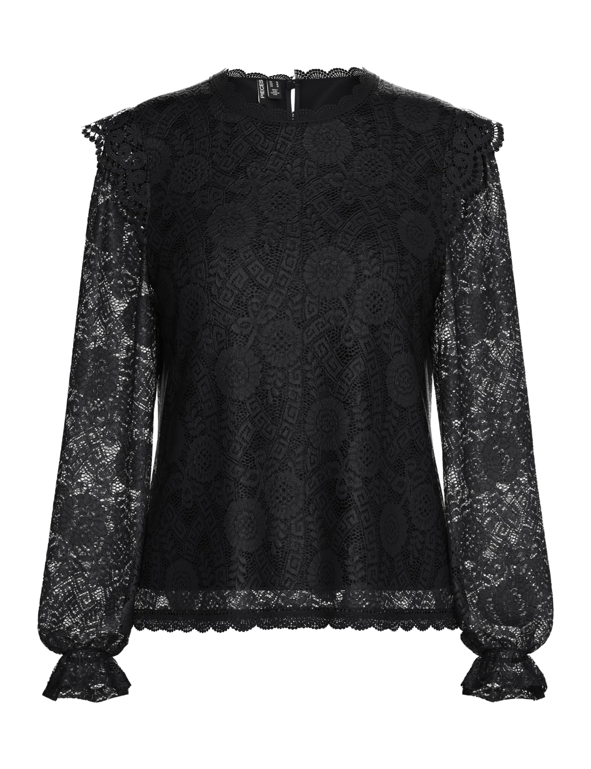 Pieces Pcolline LS Lace Top Noos BC camicia verde