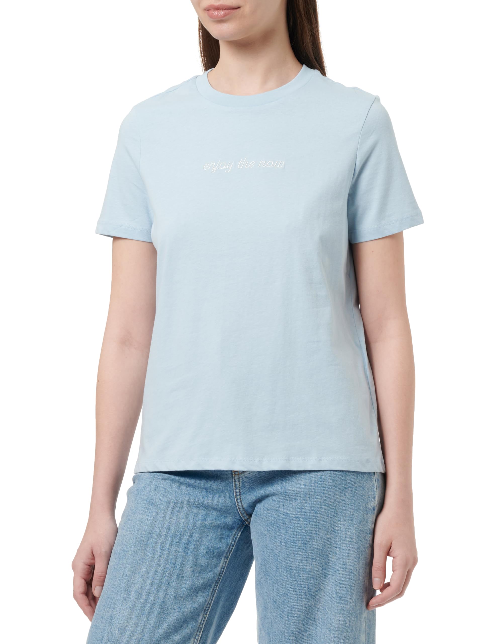 Pieces Pcfria SS Embroidery Tee t-shirt bianco No Worries