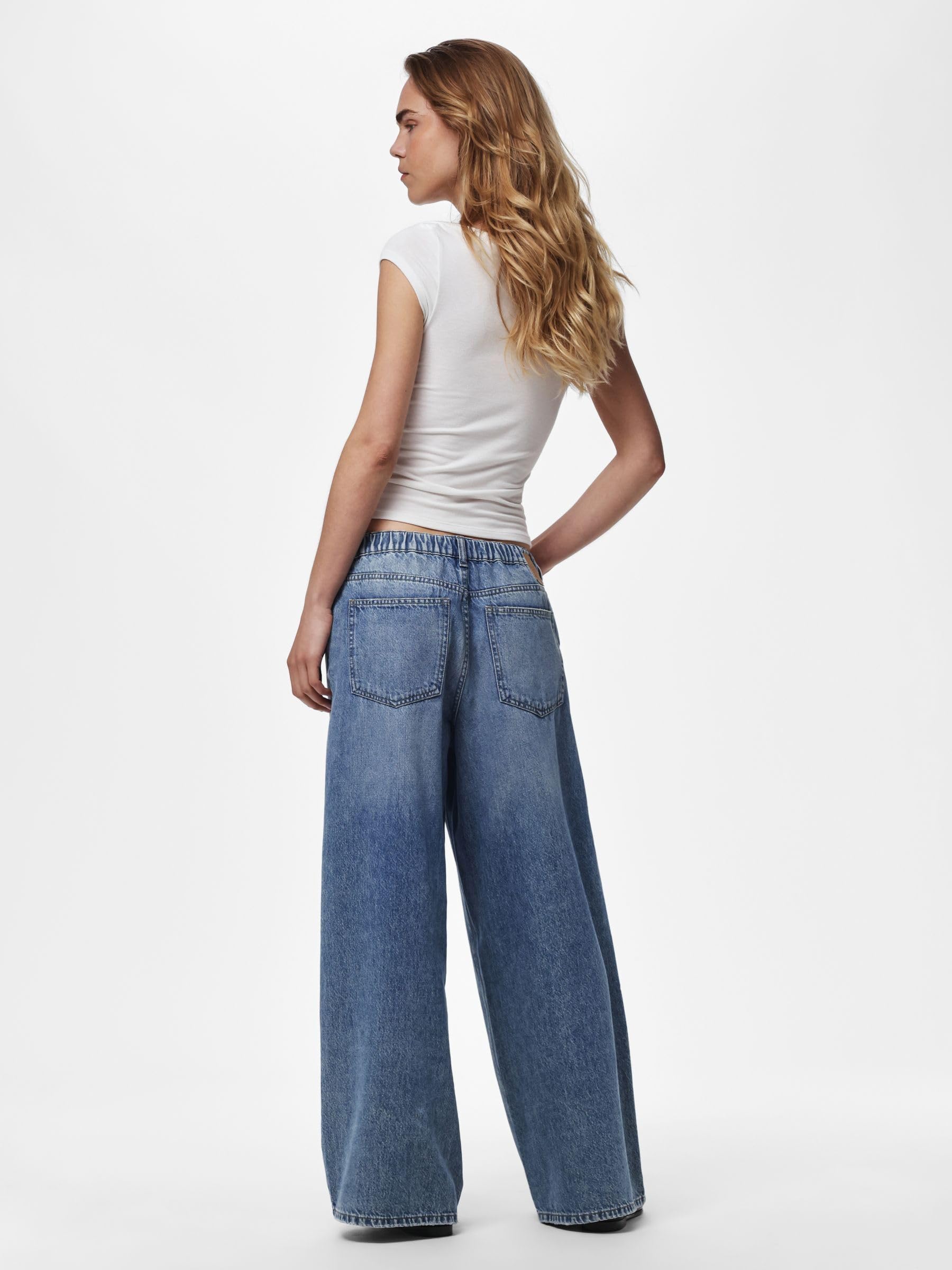Pieces Pcsky MW Jeans larghi blu medio vita media