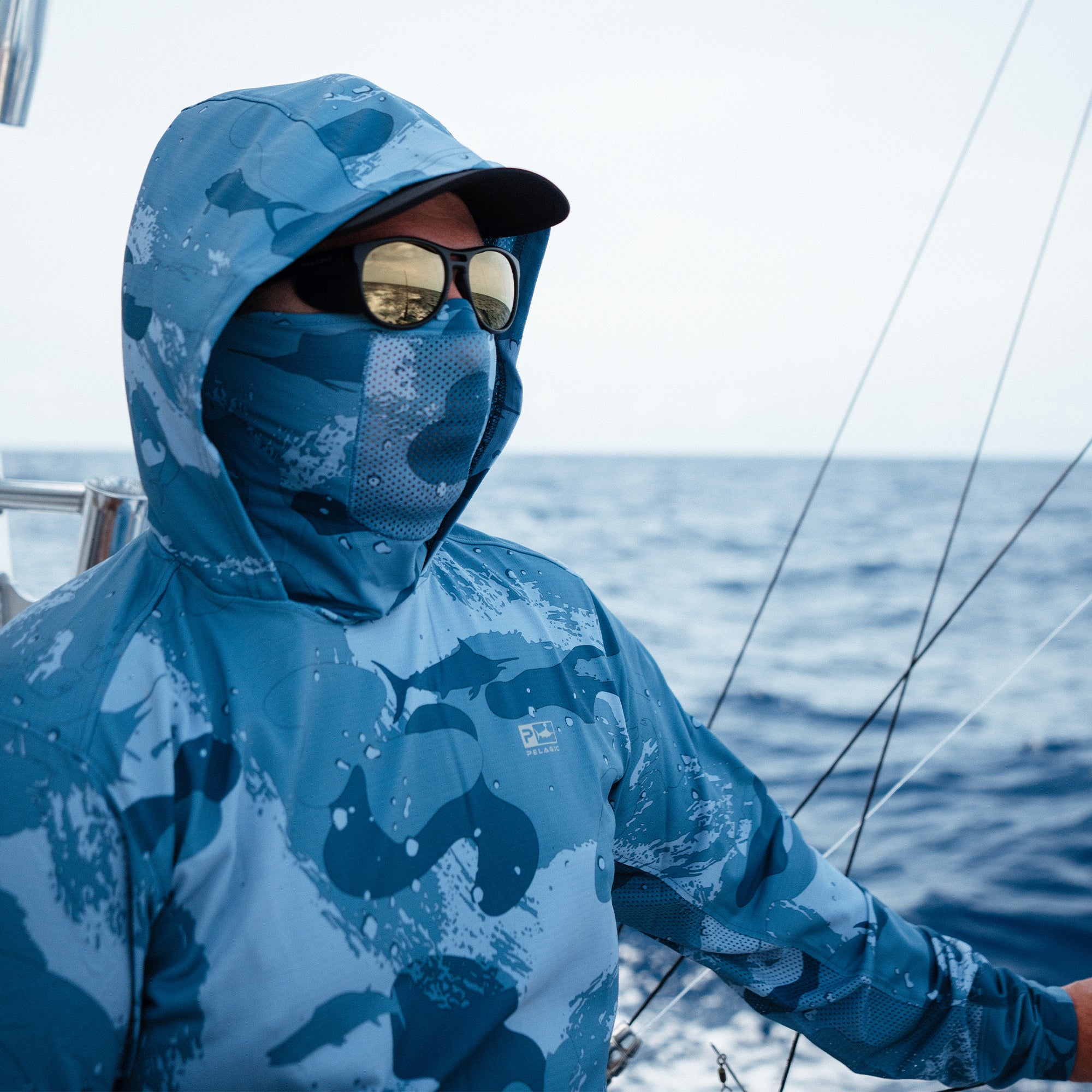 PELAGIC Exo-Tech felpa con cappuccio ardesia UPF 50+