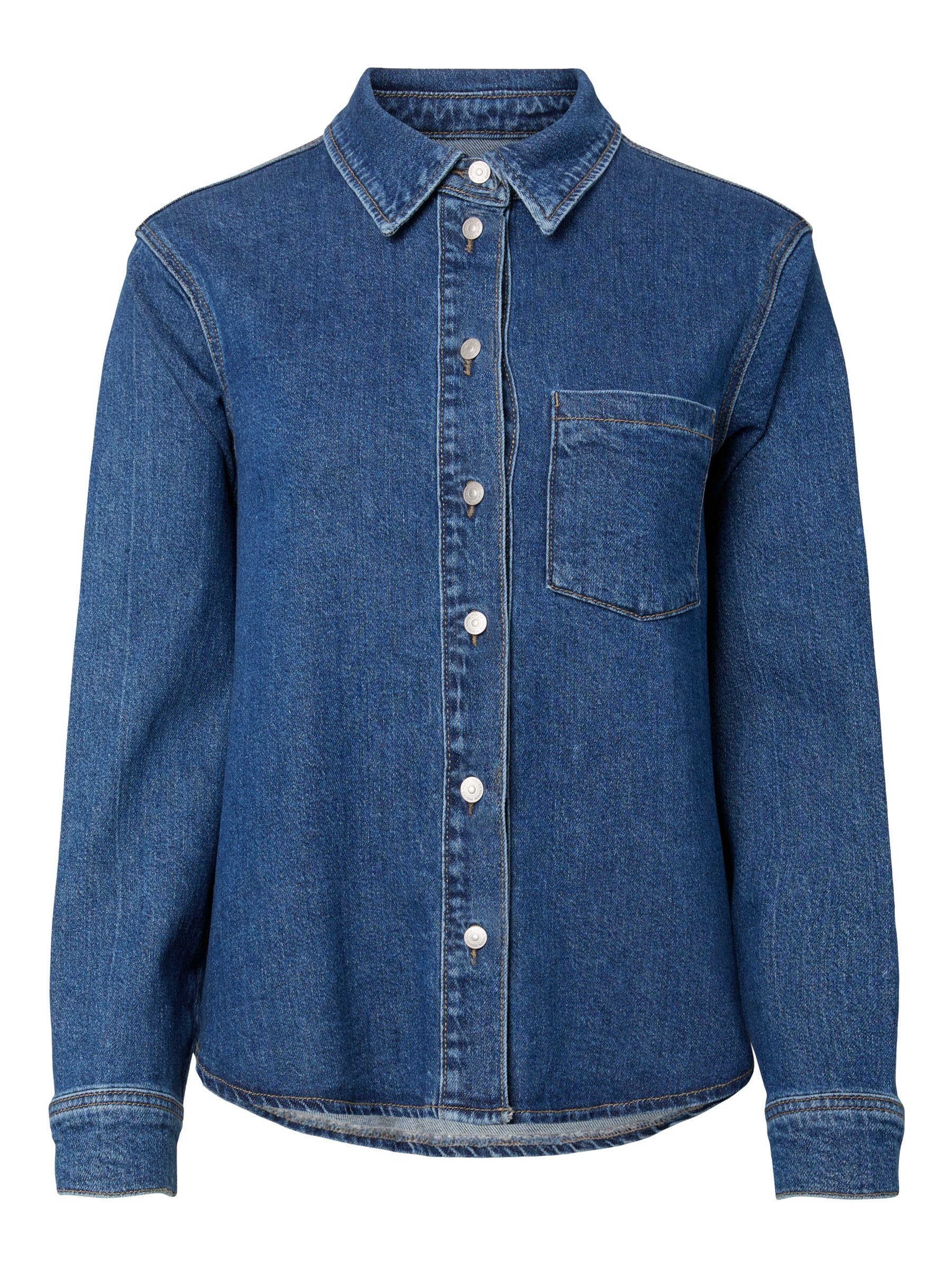 Pieces Pcsilke LS Denim Shirt camicia denim manica lunga