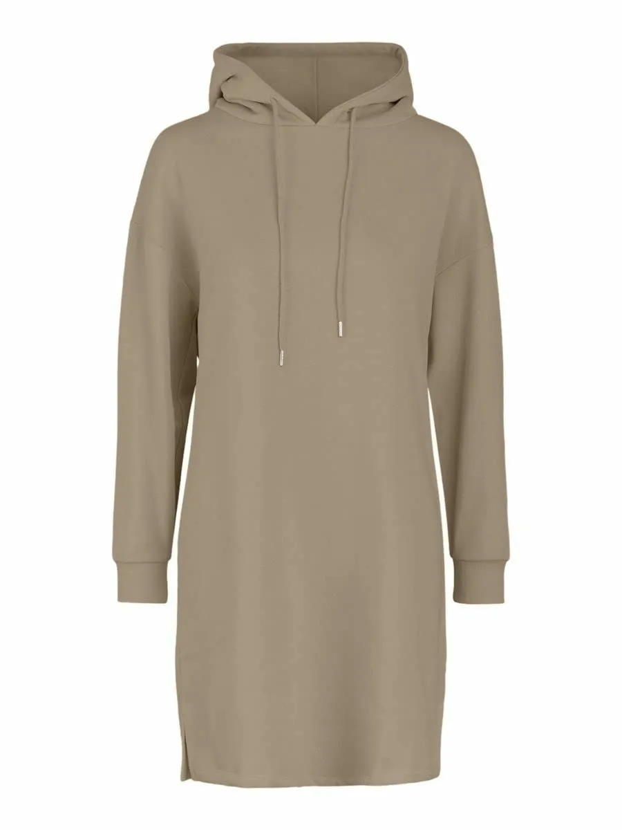 Pieces Pcchilli LS Sweat Dress Noos BC abito XS visone felpato
