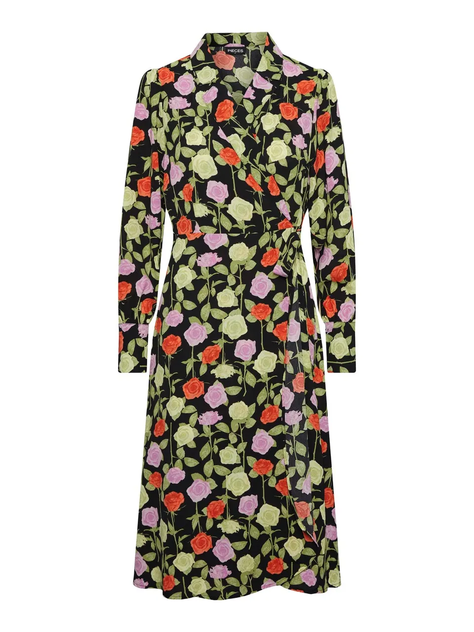 Pieces Pcblossom LS Wrap Dress vestito M a portafoglio