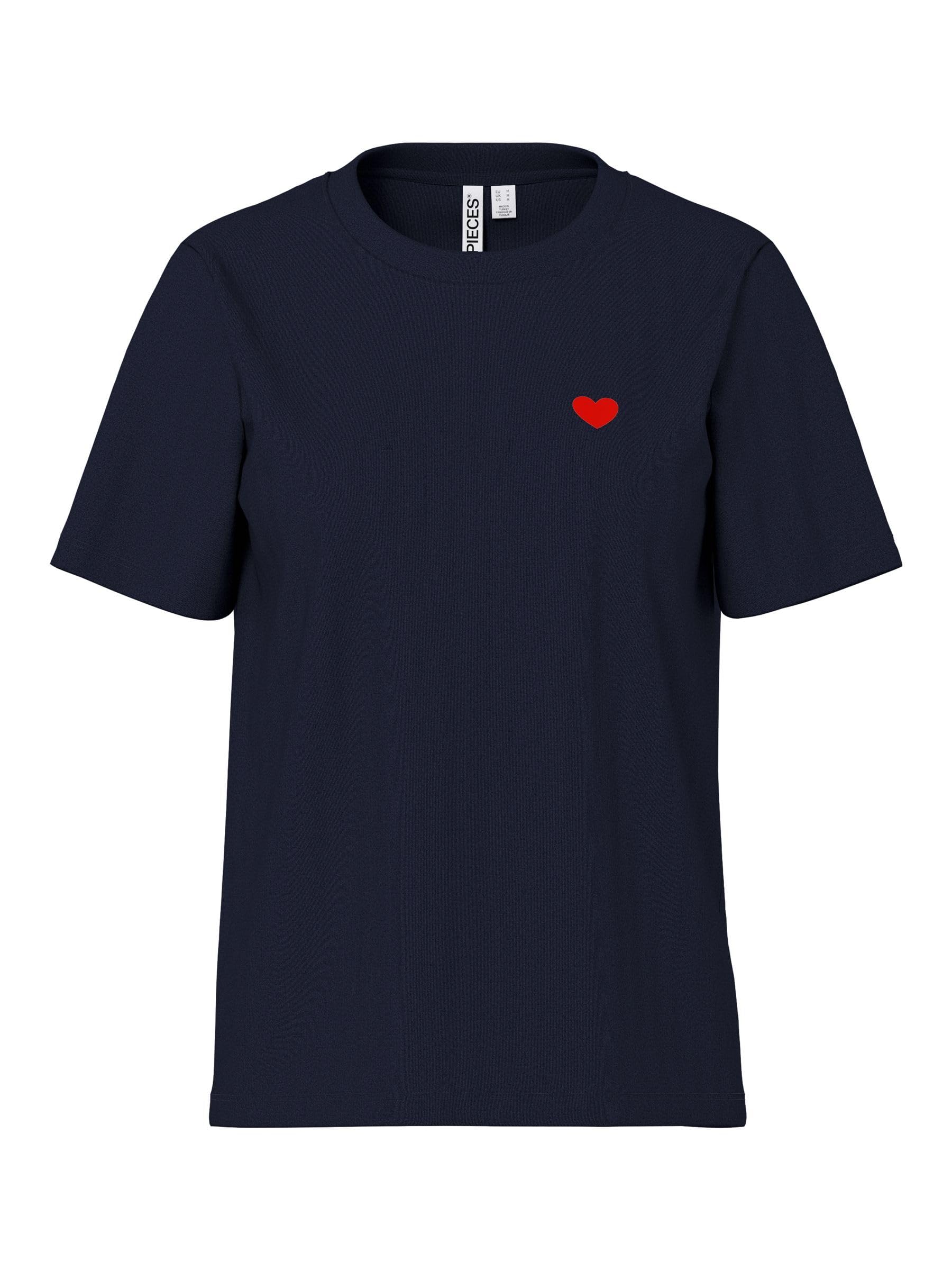 Pieces Pcmila SS Heart Tee t-shirt donna M cuore