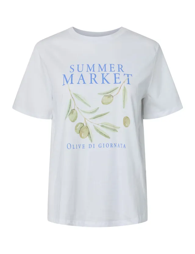 Pieces Pcpoma SS T-shirt stampata donna bianca S