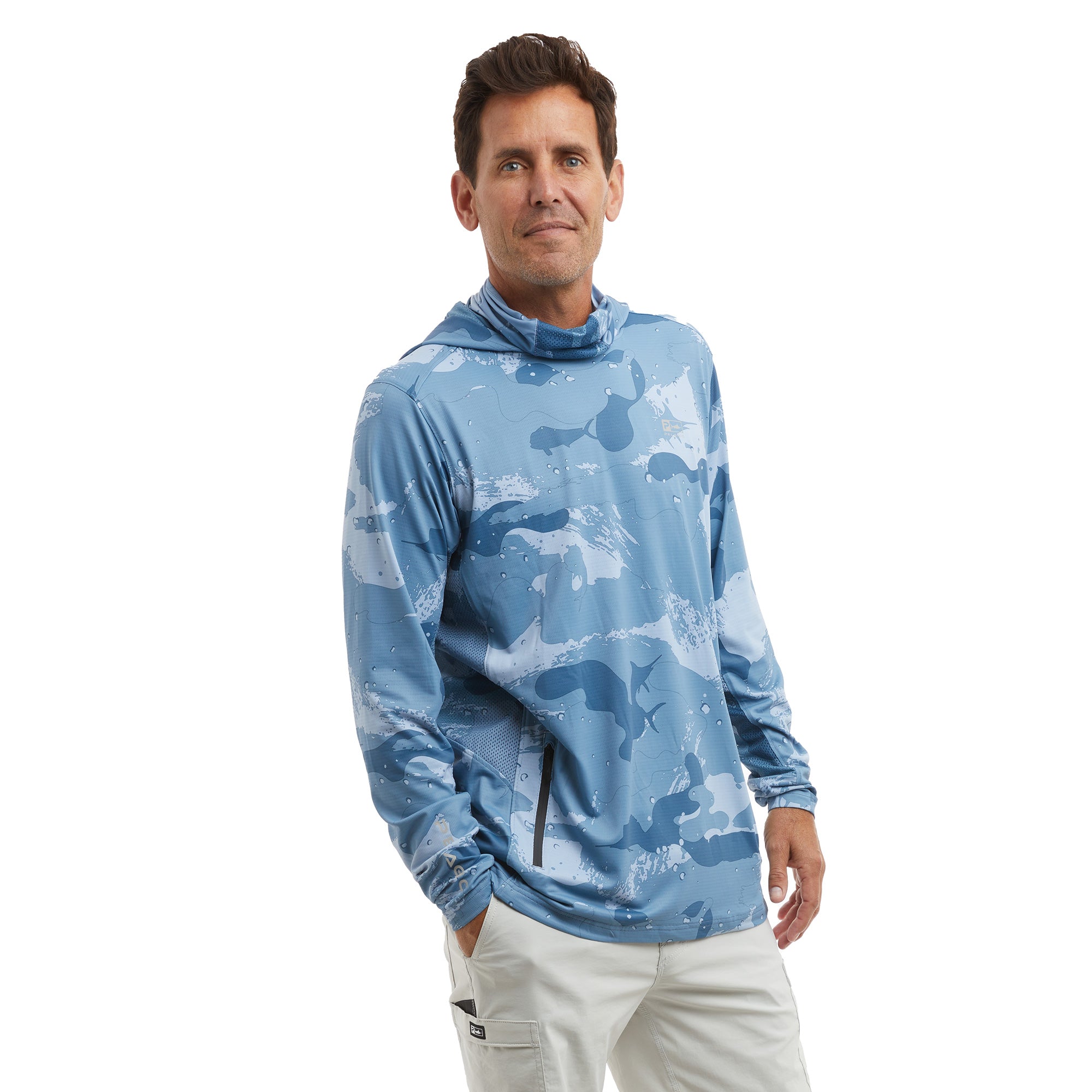 PELAGIC Exo-Tech felpa con cappuccio ardesia UPF 50+
