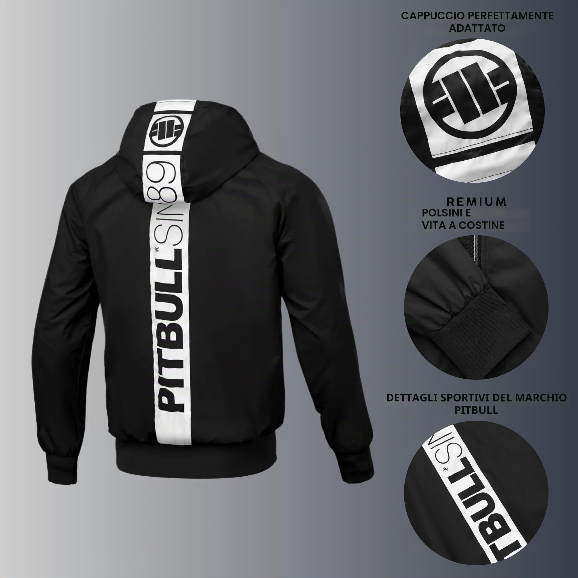Pitbull Athletic Hilltop giacca uomo con cappuccio antivento
