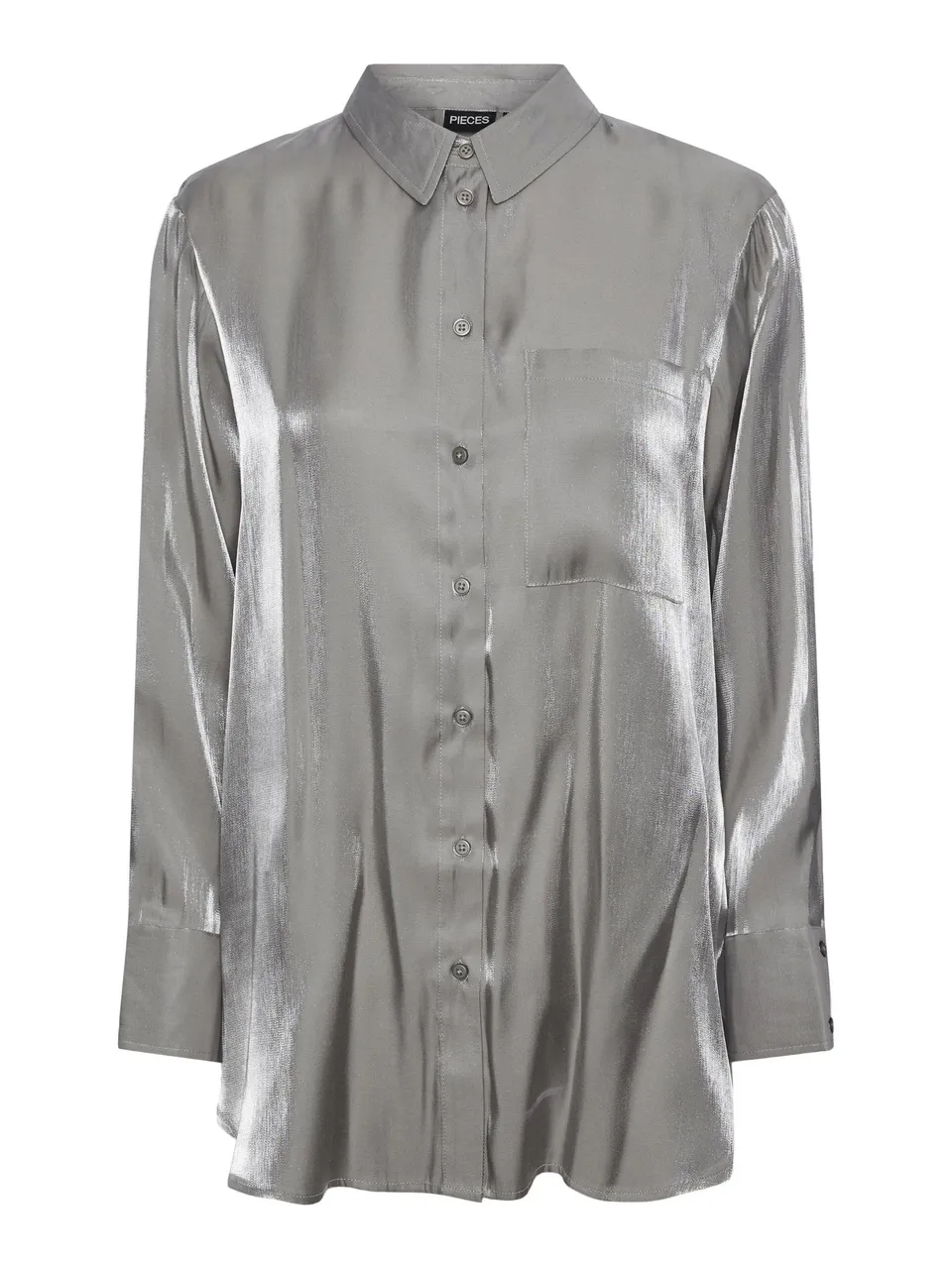 Pieces camicia cangiante argento tasca petto