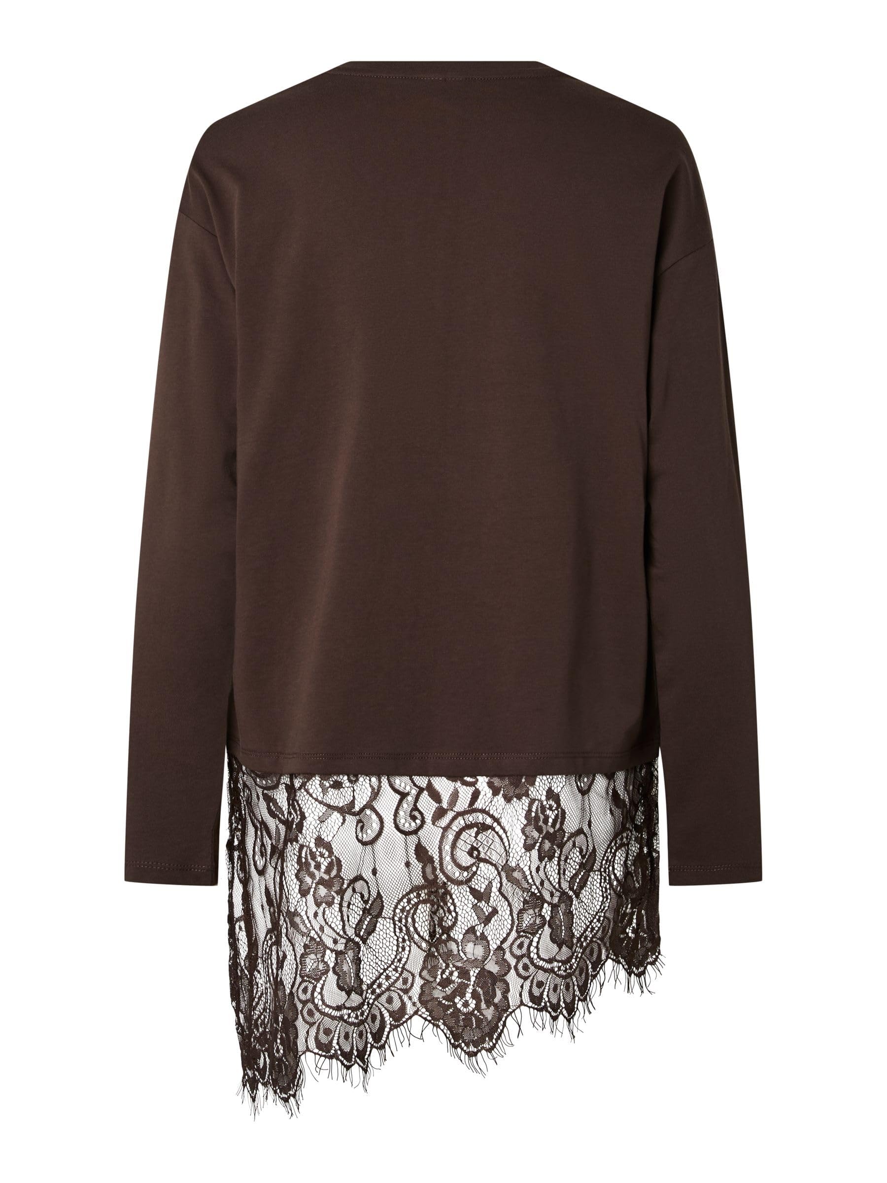Pieces Pcmave LS Lace top donna maniche lunghe pizzo