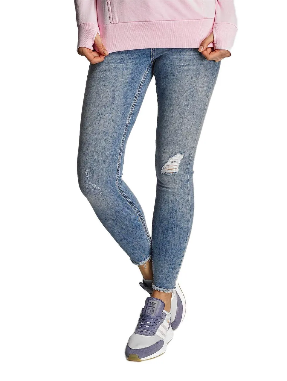 Pieces Pcfive Delly jeans cropped taglia 32 strappati