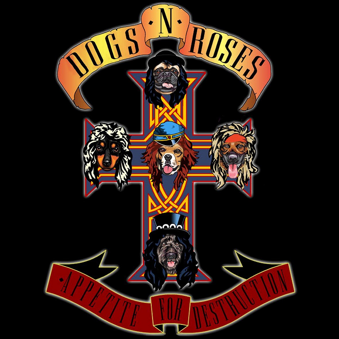 Matrix Music Store Dogs N'Roses body stampa digitale