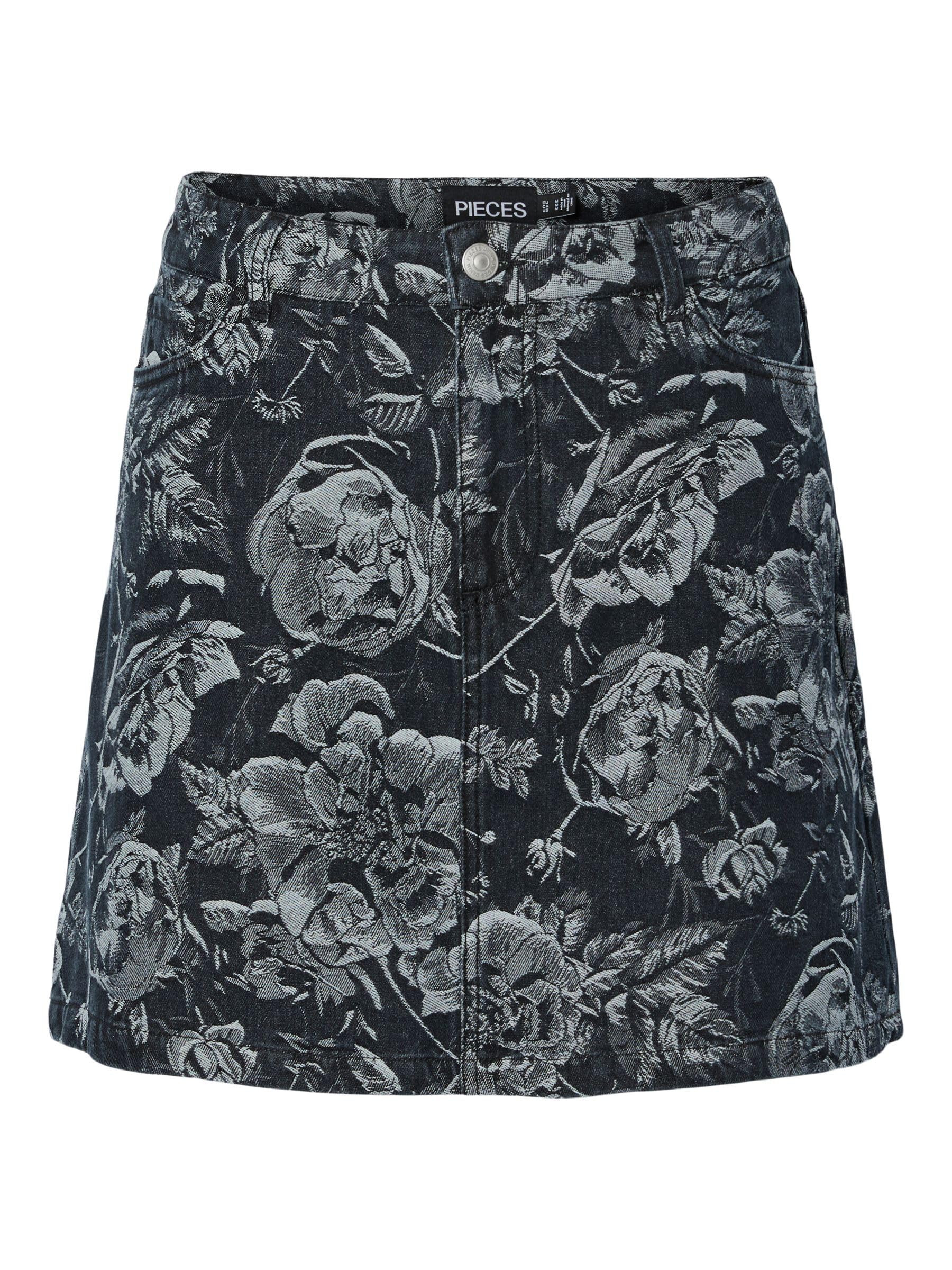 Pieces Pcmarosa MW Denim gonna donna nera M traspirante