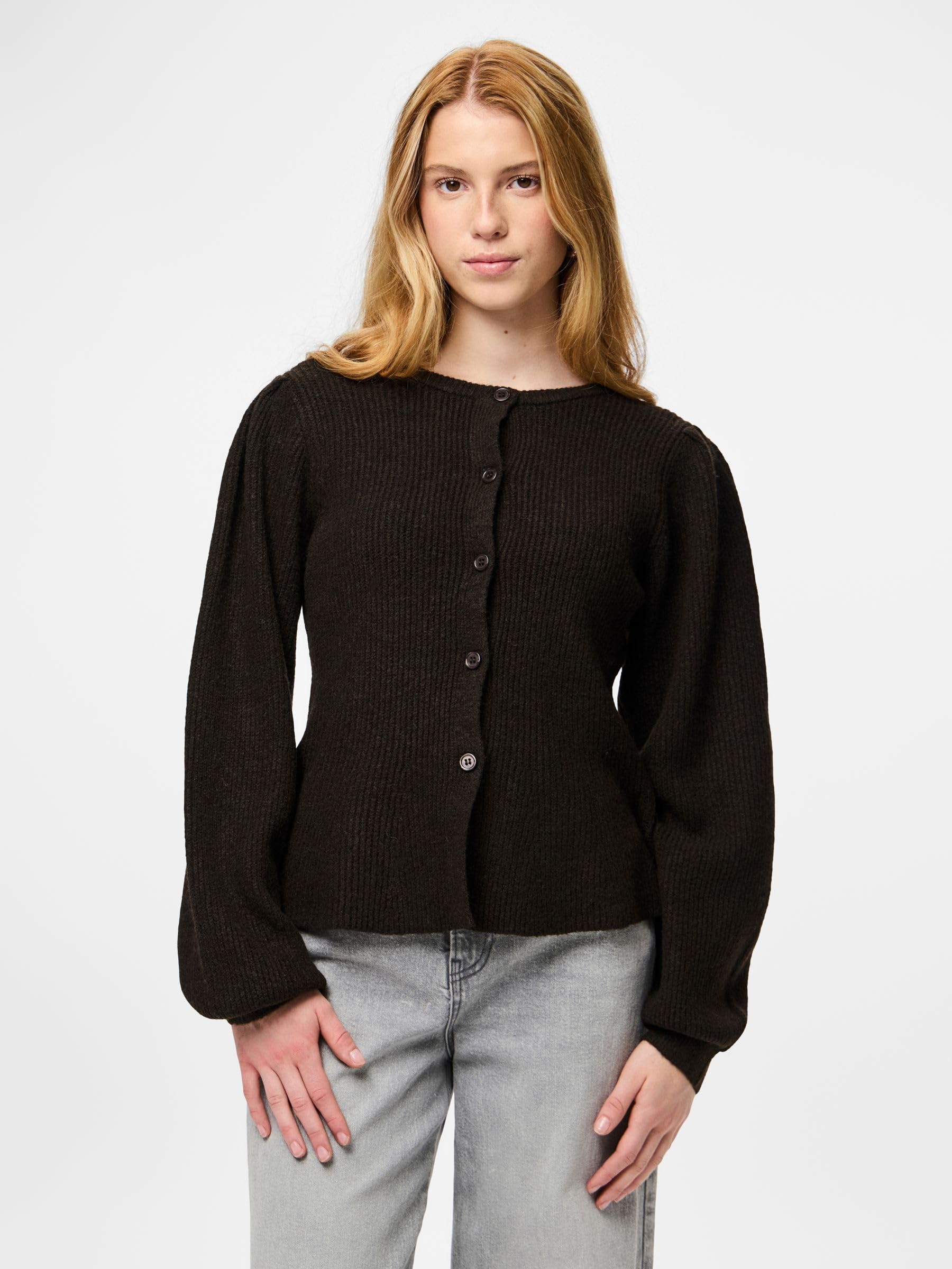 Pieces Pcsilly LS Puff Knit cardigan donna Hot Fudge