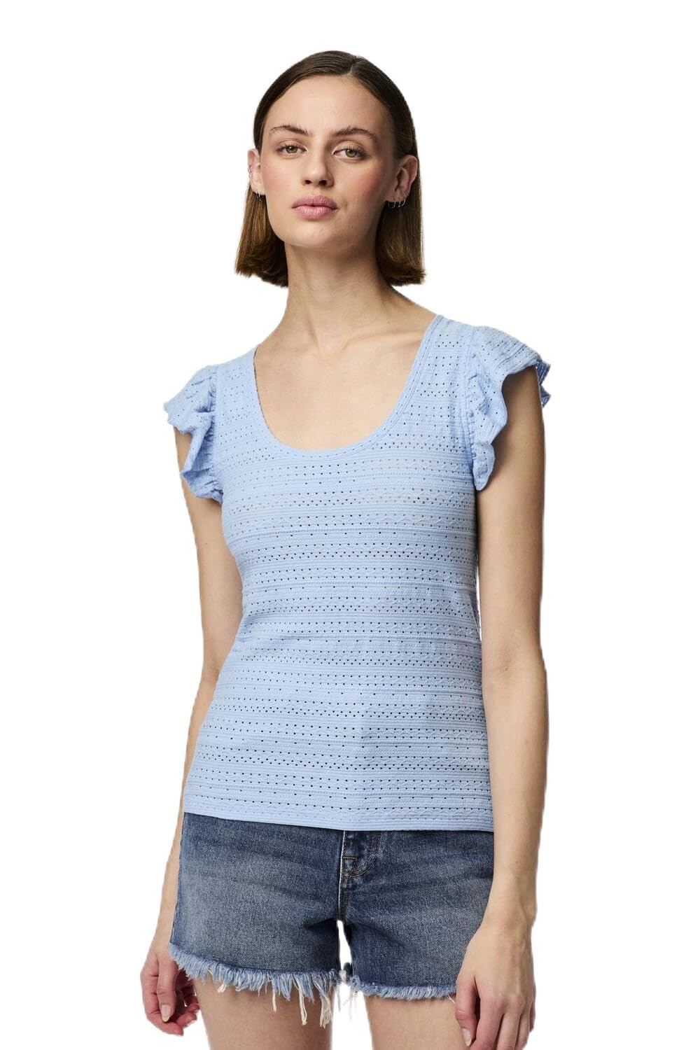 Pieces Pckelma SL O-Neck top donna scollo tondo