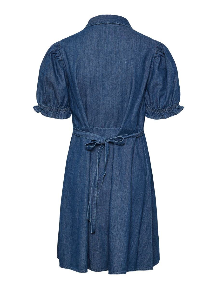 Pieces Pchope SS Shirt Dress vestito blu denim XS