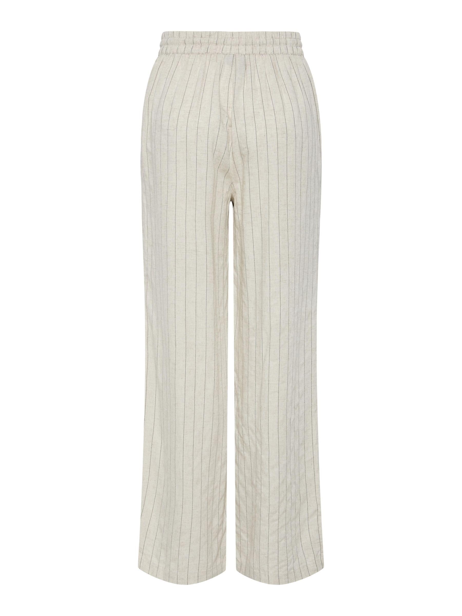 Pieces Pcpia Wide-Leg pantaloni donna larghi birch misto lino