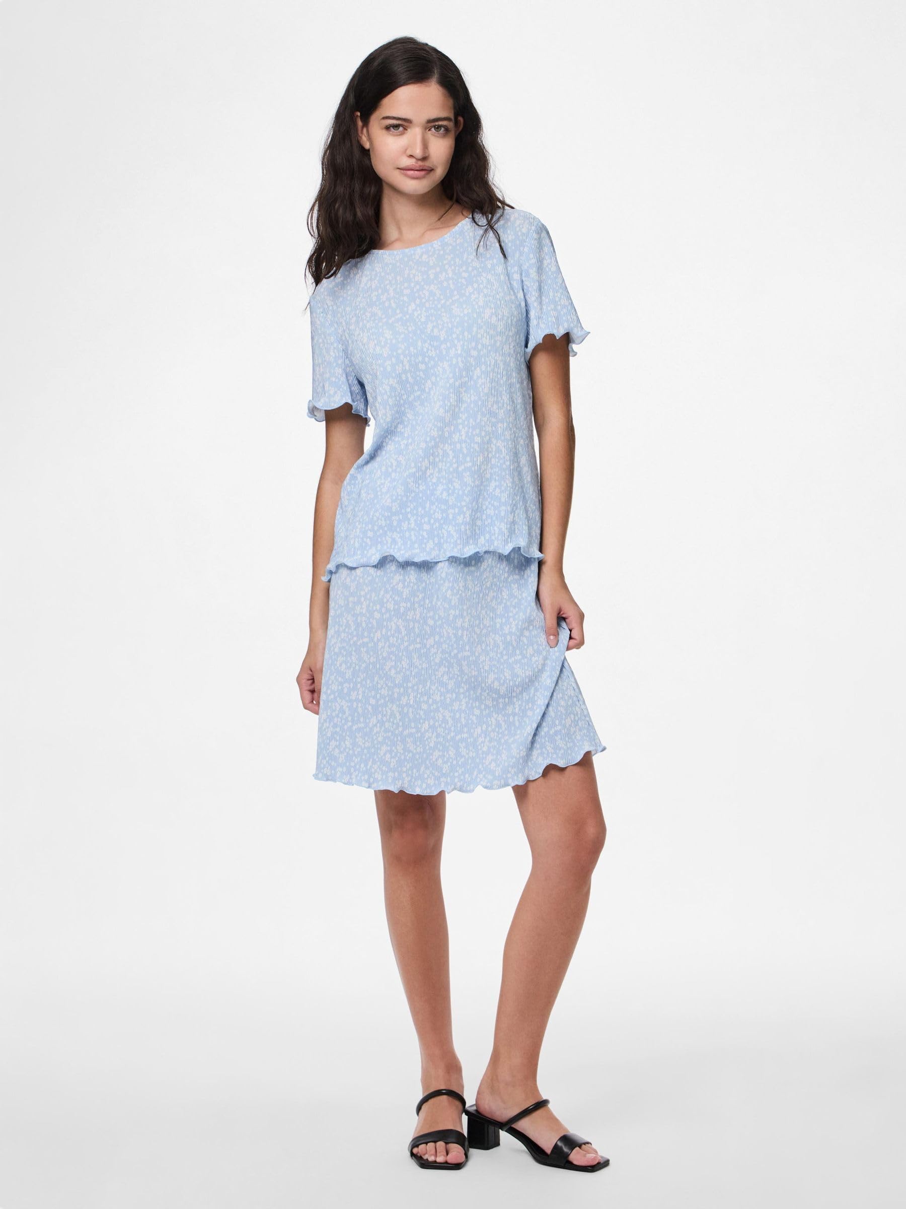 PIECES Pcflora HW Short gonna blu XS vestibilità comoda