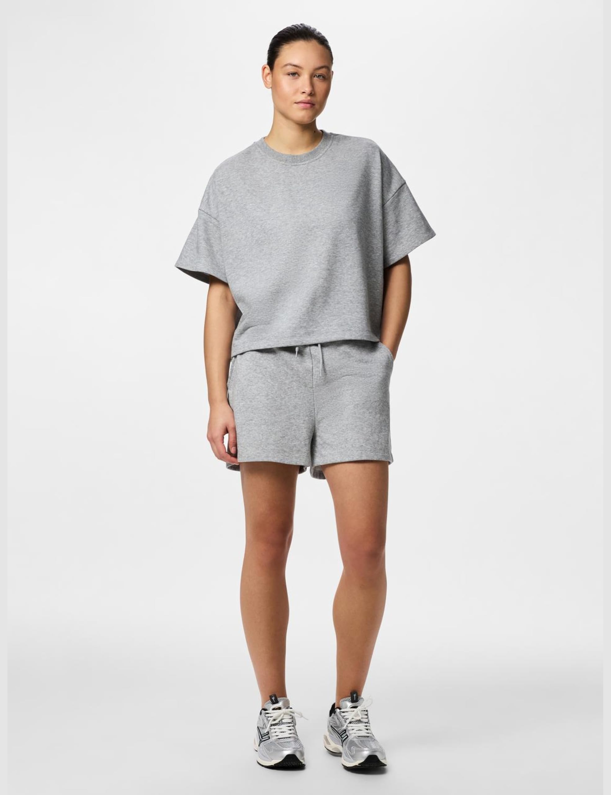 PIECES Pcchilli Summer 2/4 felpa donna Light Grey Melange comoda