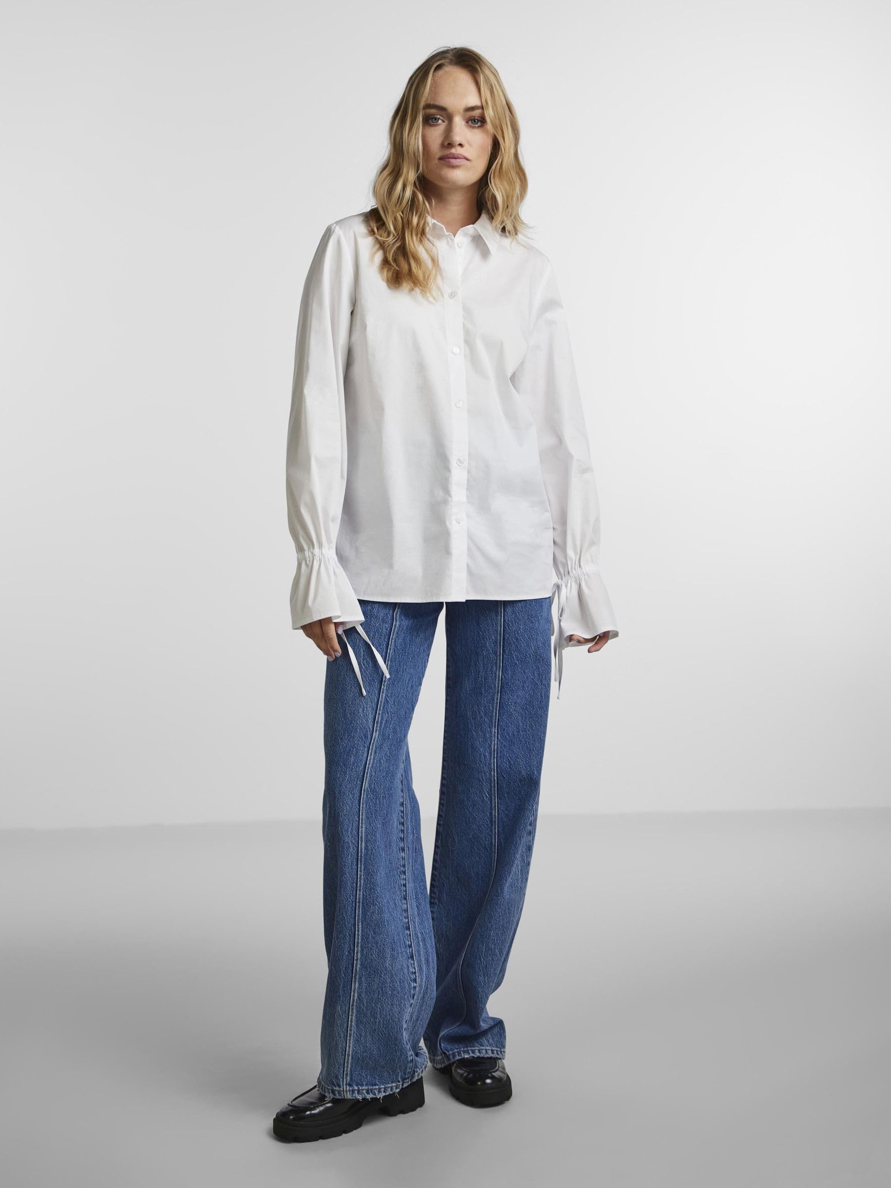 Pieces camicia donna maniche lunghe dritta