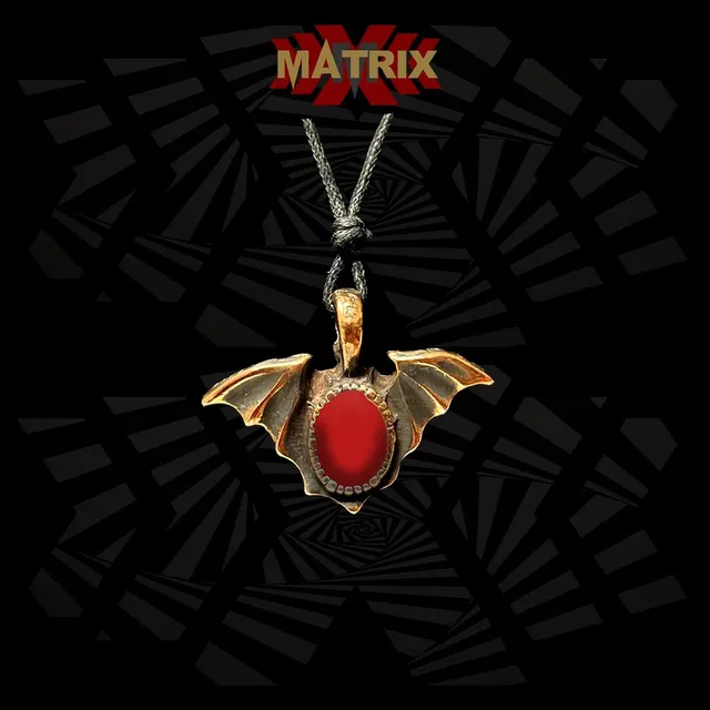 Matrix Bat-Red Stone ciondolo zamac rosso con cordino