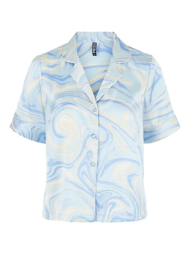 Pieces Pcvilli camicia donna raso maniche corte crop