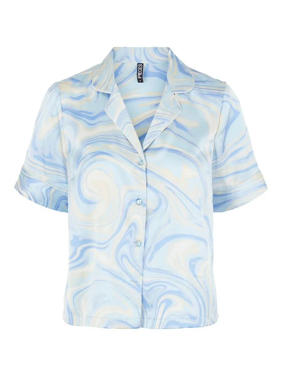 Pieces Pcvilli camicia donna raso maniche corte crop
