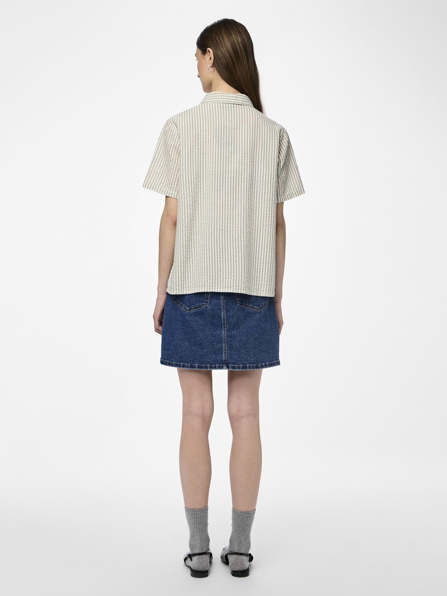Pieces Pcsally Seersucker camicia donna maniche corte