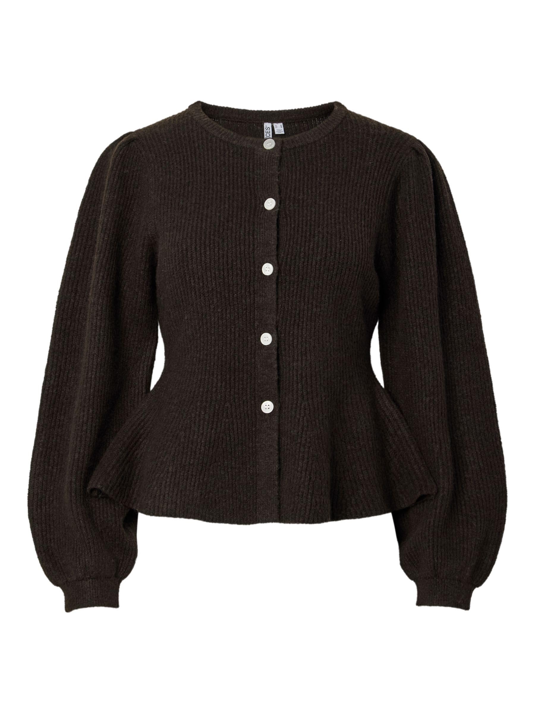 Pieces Pcsilly LS Puff Knit cardigan donna Hot Fudge