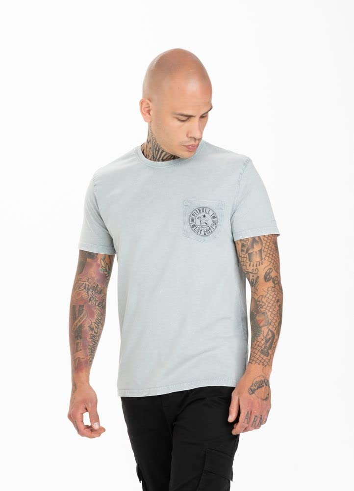 Pitbull Denim Washed Circle Dog Pocket maglietta verde cotone