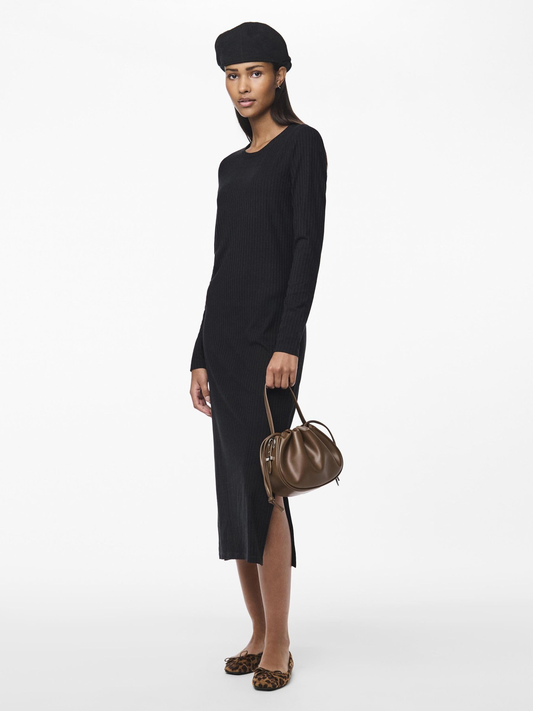 PIECES Kylie PCKYLIE abito midi donna maniche lunghe