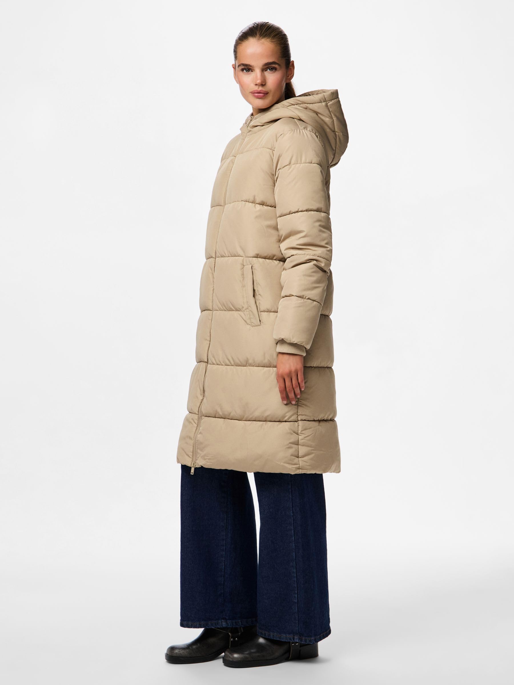 Pieces Pcbee New Long Puffer Jacket Bc piumino XS visone argenteo