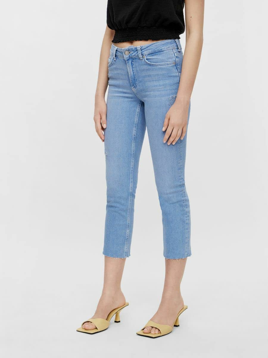 Pieces Pcdelly MW Straight Electric Blue BC jeans M