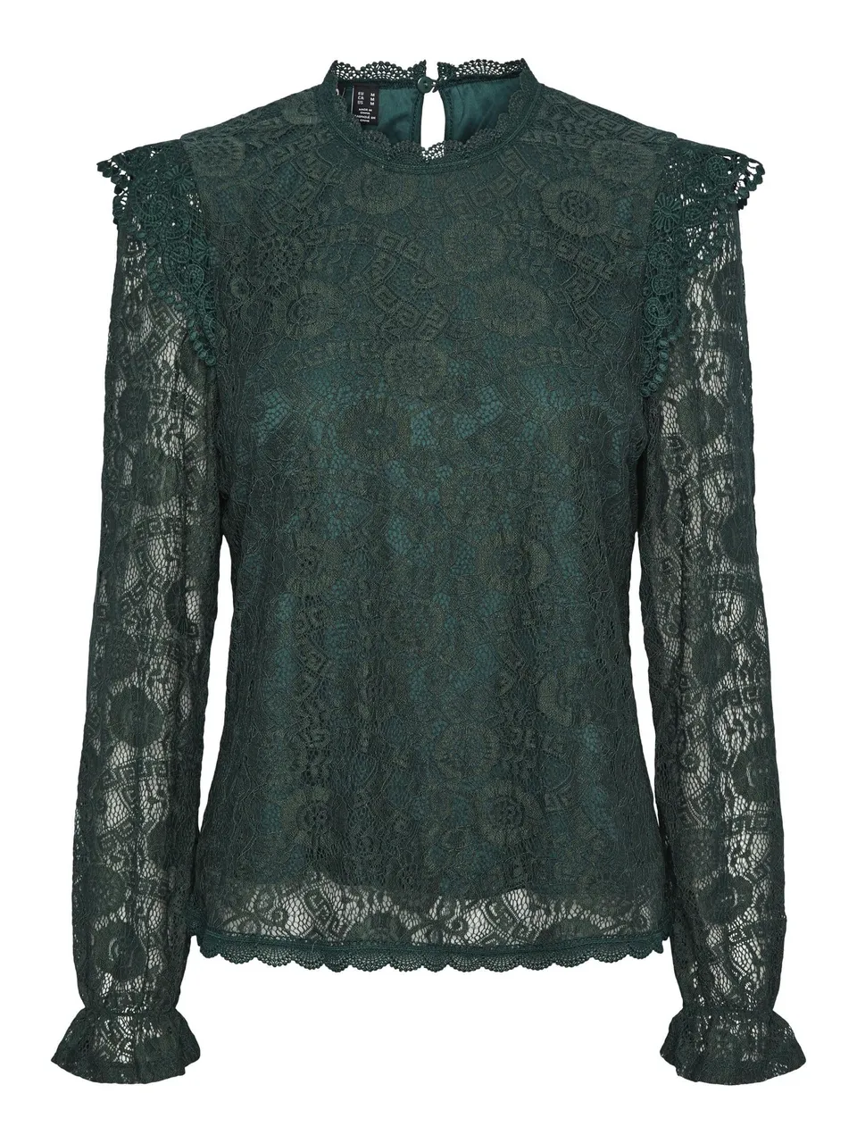 Pieces Pcolline LS Lace Top Noos BC camicia verde