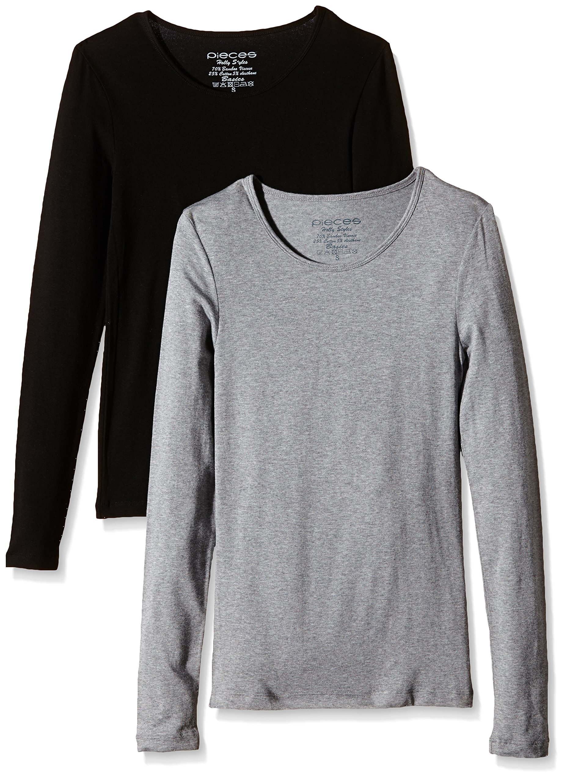 Pieces Pcholly LS magliette donna M 2 pezzi cotone