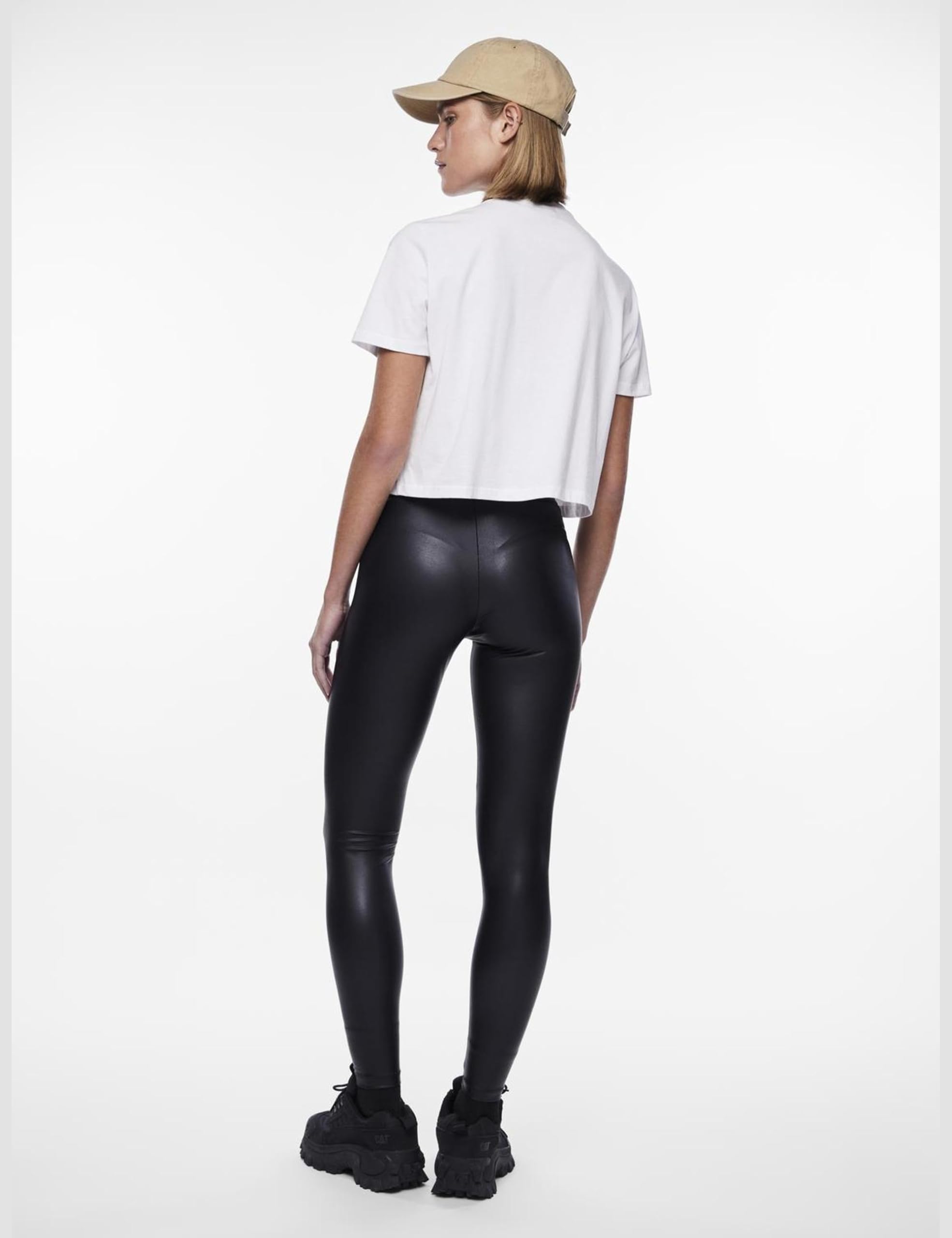 PIECES leggings ecopelle donna M-L effetto opaco